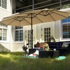 PHI VILLA 15ft Large Patio Umbrella with Base, Double-sided Outdoor