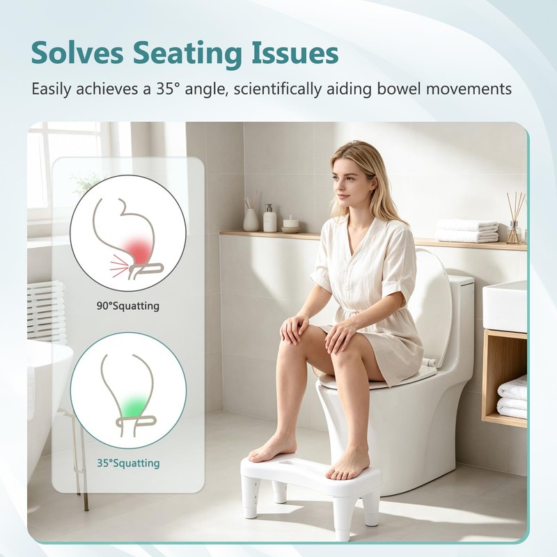 Poop Stool Toilet White Adults for Bathroom, 5.9" to 8.5"