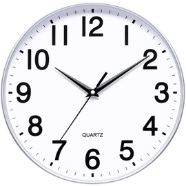 KSYOU Silver Wall Clock 12 Inch Round Wall Clock Silent & Non-Ticking Simple Wall Clock Operated for Living Room Bedroom Kitchen School Decoration(30 cm/ 12")