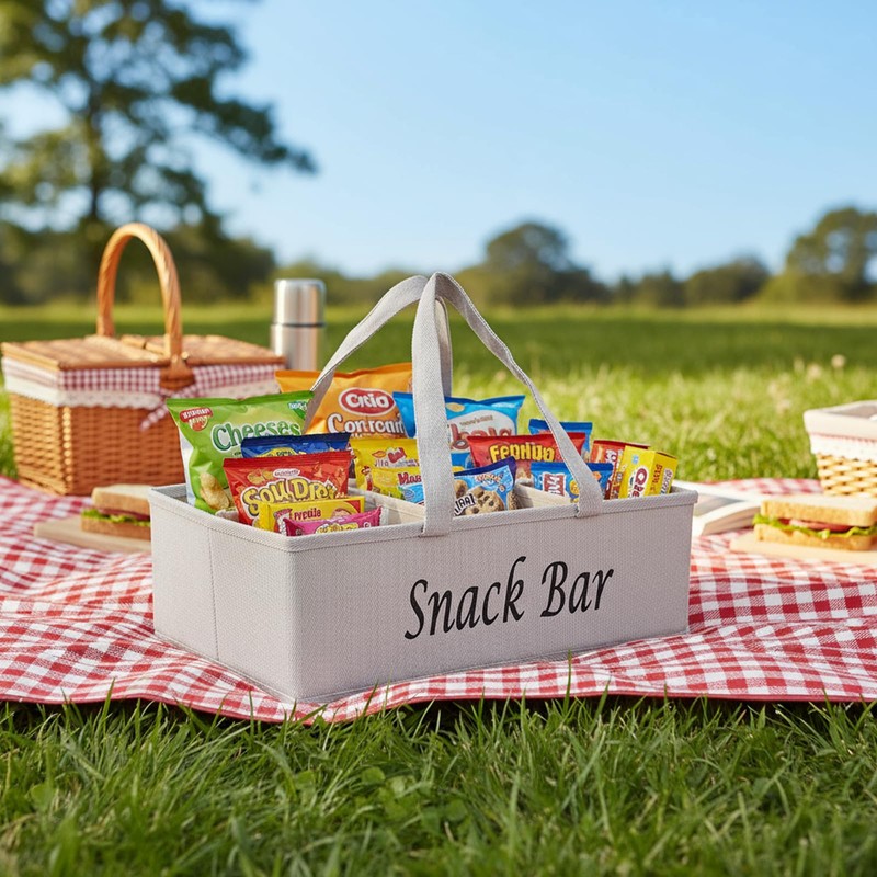Xbopetda Snack Organizer for Countertop, Fabric Snack Organizer with Handle,