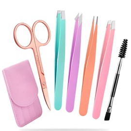 Tweezers Set 6 Pcs for Facial Hair Women,Eyebrow Tweezers Set Professional Tweezers for Facial Hair Women and Men Tweezers Set for Eyebrow/Splinter/Facial Hair Removal