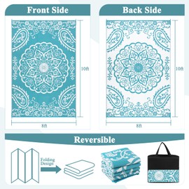 Pauwer Waterproof Outdoor Rug 8'x10', Reversible Outdoor Plastic Straw Rug, Outdoor Patio Rug for Camping, Outside RV Mat, Indoor Outdoor Rugs Carpet for RV, Picnic, Backyard, Deck, Balcony, Porch