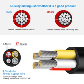RESHAKE 22 Gauge 4 Conductor Electrical Wire, 164FT Low Voltage 22/4 Tinned Copper Wire, 22 AWG 4 Wire Cable, Flexible Extension Cord for LED Strips Light, Outdoor Waterproof Stranded Wires