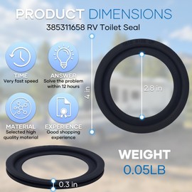 2 Pack RV Toilet Seal for Dometic 300/310/320 Toilets, Leak-Proof & Odor-Free Flush Ball Seal Gasket Replacement 385311658 with Durable Rubber, Easy Install Toilet Seal Parts for Camper Trailer