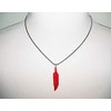 HAWKS HERO RED FEATHER NECKLACE Bird Wing Pendant STAINLESS STEEL