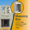 1-Gang Masonry Electrical Box, Metal Electrical Box, 2-1/2" Depth, 8