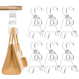 BOCONY Purse Hanger for Closet 6 Pcs, Acrylic Purse Organizer Hooks, Handbags Hanging Holder for Bag Scarf Belt, Clear