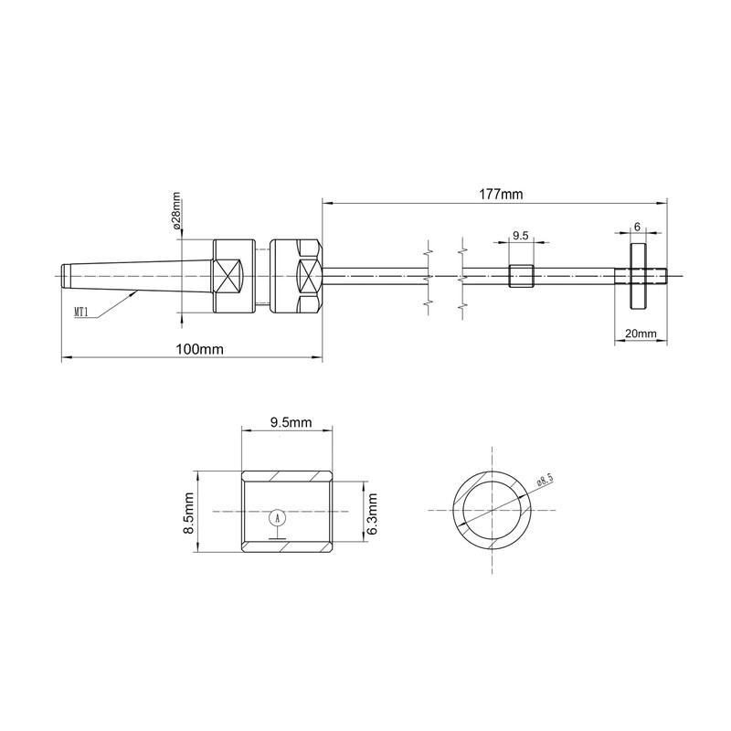 BMWOOD Pen Mandrel with MT1 Adaptor for Woodlathe Pen Make