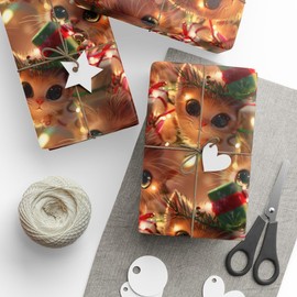 Cats & Christmas Wrapping Paper Veterinary Staff and Cat Lovers Exclusive Graphics Vet Tech Assistant Gift Wrap (Pattern, 30"wide x 180" length)