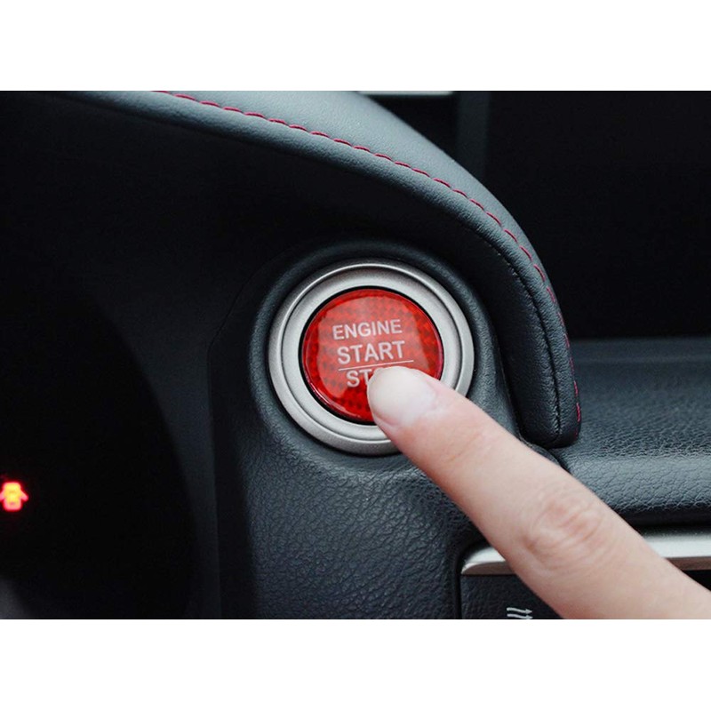 iJDMTOY Gloss Red Real Carbon Fiber Keyless Engine Start/Stop Push