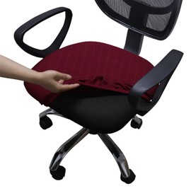 Melaluxe Stretch Jacquard Office Chair Cover, Removable Washable Desk Chair Cover Rotating Chair Seat Slipcover, Wine Red