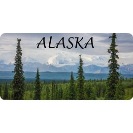 Alaska Mountain Scene Photo License Plate