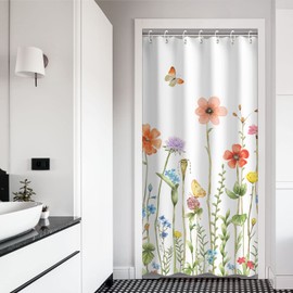 RosieLily Stall Shower Curtain 36W x72H Inches Small Shower Curtain Floral Shower Curtains for Bathroom RV Narrow Flower Shower Curtains with 12 Hooks Short Half Shower Curtain Stall Size