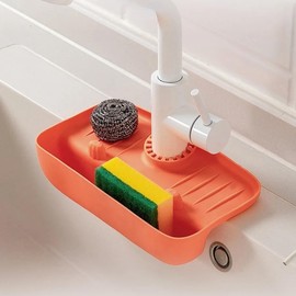 Pipestation Kitchen Sink Caddy | Sink Sponge Holder Washing Up Caddy | SOAD Holder Sink Drainer Rack Kitchen Organiser Sink Tidy | Kitchen Caddy Kitchen Sink Organiser | Caddy Organiser (Orange)