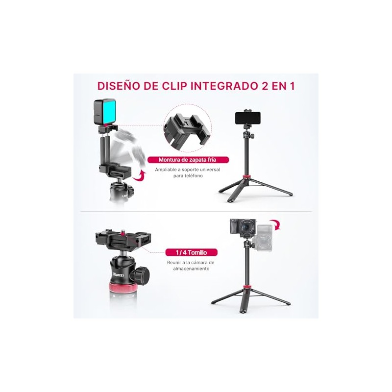 ULANZI MT-44 - Trípode Extensible para Teléfono, 59 Pulgadas, 360°