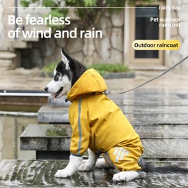 Pet Raincoat - Waterproof Dog Clothes with Reflective Stripe - Pink, Size L (38.5cm / 60cm Chest)