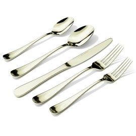 SELUKIYA Silverware Set for 4, 20 Pieces Heavy Duty Stainless Steel Flatware Set, Mirror Polished Cutlery Utensil Set, Dinner Fork Knife Spoon Tableware Set for Home, Dishwasher Safe, Champagne Gold