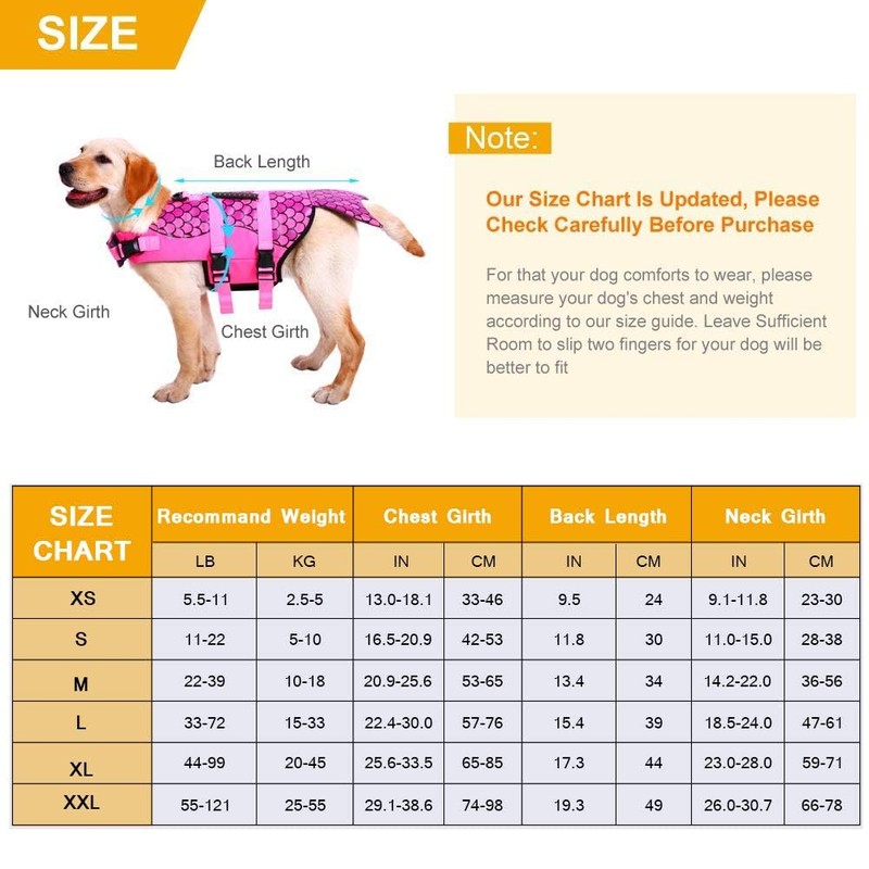 CITÉTOILE Dog Life Jacket Shark, Life Jacket for Small, Medium