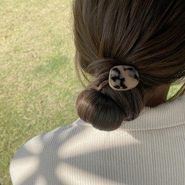 3 Pcs Acrylic Elastics Ponytail Hair Ties Irregular Circle Hair Ropes Ponytail Holders French Leopard Design Tortoise Shell Ponytail Hair Bands Hair Accessories for Women