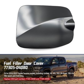 MATERIG Fuel Filler Lid Cover Compatible with Toyota Tacoma Limited/SR/ SR5/ TRD Off-Road/TRD Pro/TRD Sport/Trail/ 5FT Bed 2016-2023, Gas Fuel Tank Cap Cover Replace 77305-04080 & 77305-04906