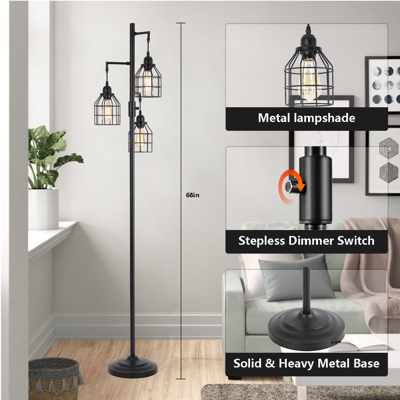 9MMML Floor Lamp for Living Room, Farmhouse Industrial Dimmable Floor