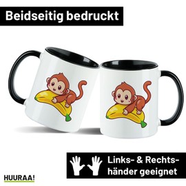 Huuraa Kaffeetasse Süßer Affe Comic Geschenk 330ml Schwarz Süßer Affe Präsent