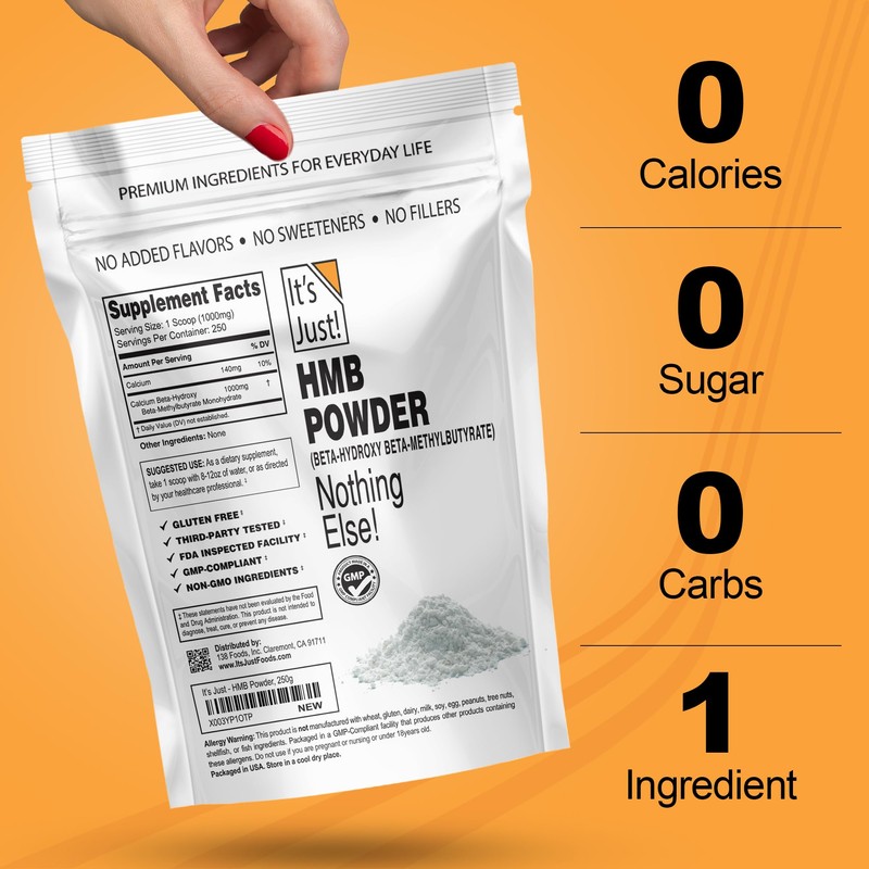 It's Just! - HMB Powder, 250g, Beta-Hydroxy Beta-Methylbutyrate, as Calcium