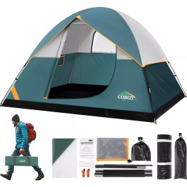COBIZI 4/6 Person Pop Up Tents Waterproof Windproof Instant Tent for Camping Hiking - 4 Person Dark Green