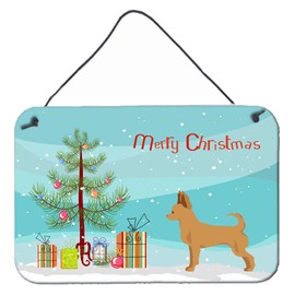 Caroline's Treasures CK3814DS812 Tan Chion Christmas Tree Wall or Door Hanging Prints Aluminum Metal Sign Kitchen Wall Bar Bathroom Plaque Home Decor, 8x12, Multicolor