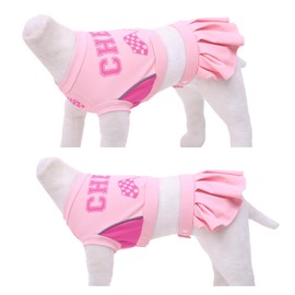 CuteBone Pet Cheerleader Costume Two Piece Cheer Dog Dress Pink Clothes - Sports Outfit for Small Dogs & Cats - Comfortable, Stylish, Easy to Wear - Great for Game Days, Parties and Photos LLD01S