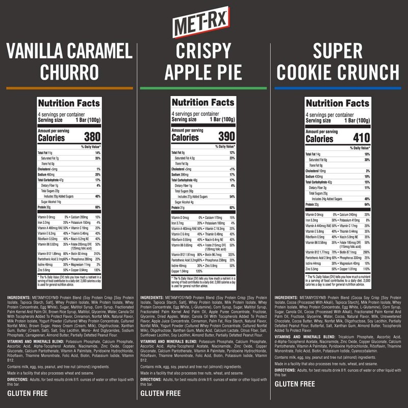 MET-Rx Big 100 Colossal Protein Bars Variety Pack, Super Cookie