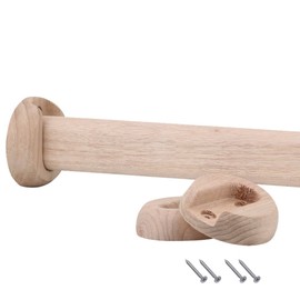 Wooden Oval Closet Rod with End Supports, 50 cm Polished Wood Wardrobe Hanging Rod, Oval Shape for Enhanced Strength, Multi-Purpose Use for Closets, Wardrobes, and DIY Projects