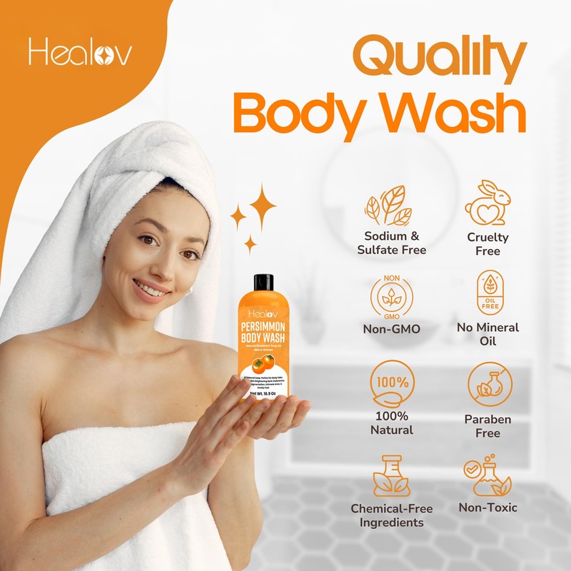 Healov Persimmon Body Wash for Body Odor Control – Natural