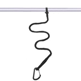 MOOCY Kayak Paddle Leash, 3-7 ft Stretchable Strap Lanyard for SUP, Canoeing, Fishing Accessories - Secure Bungee Rod Holder Tether(Black, 1 Pack)