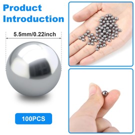 PAGOW 100PCS Paint Mixing Balls Nail Polish 316 Stainless Steel Bearing Balls, 5.5mm/apr. 0.22"