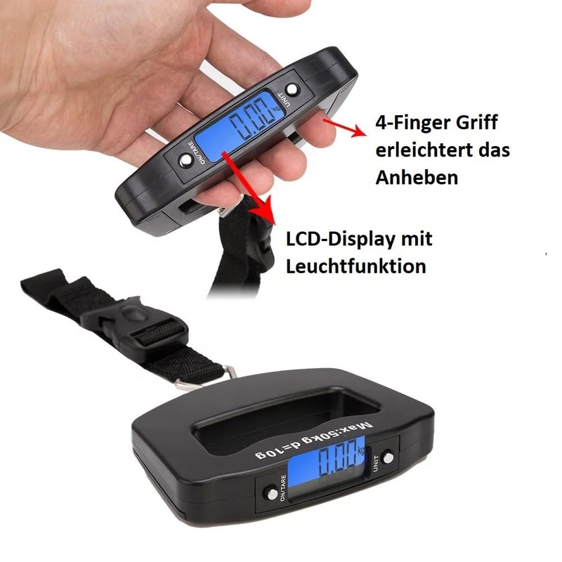 50kg Capacity Digital Luggage Scale with LCD Display, Tare Function