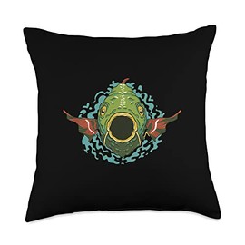 Angel Fishing, lustige Sprüche Green carp Floats in Water for Men, Women, Children Throw Pillow, 18x18, Multicolor