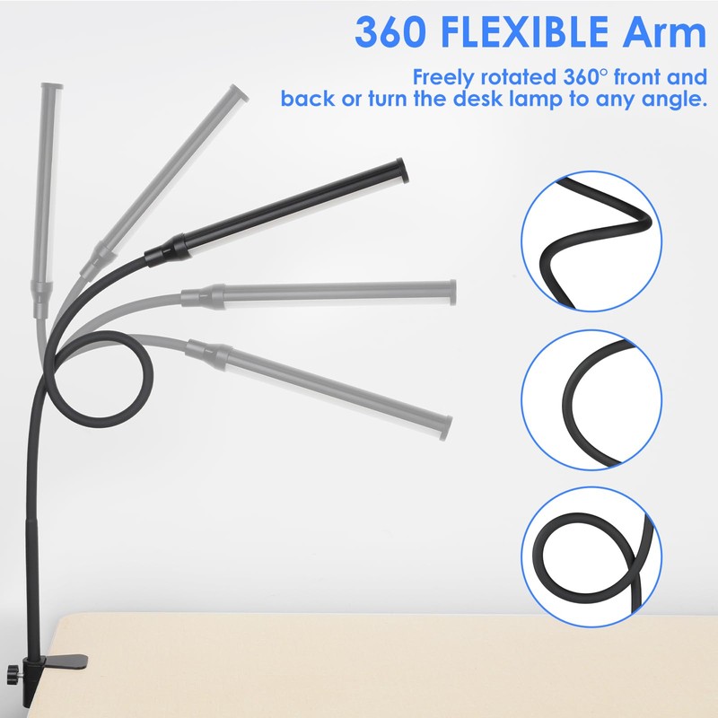 ShineTech LED Desk lamp with Clamp, 5000K Daylight White 11