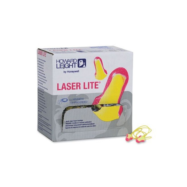 Howard Leight Laser Lite Earplugs - Corded (100 Pairs per Dispenser Box) (1 Dispenser Box) - AB-266-2-82