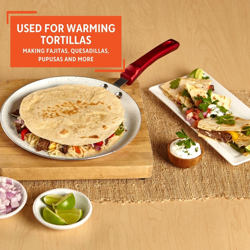 IMUSA USA 11" Nonstick Marble Interior Comal with Soft-Touch Handle,