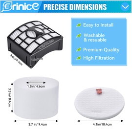 Erinice ZD550 filter replacement for Shark Lift-Away Upright Vacuum ZD552 UV700 NV600 NV601 NV611 NV770 NV772 ZU700C ZU701 Parts, 2 Post-motor+ 4 Foam & Felt Filters, replace to part # XHF600 & XFF600