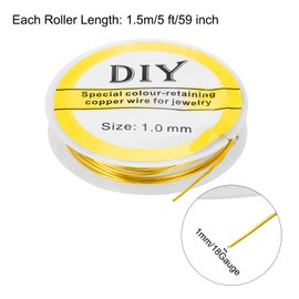 sourcing map 1mm/18 Gauge Copper Wire for Jewelry Making, 1 Roll Craft Tarnish Resistant Beading Wire for Jewelry Making Supplies DIY (Dark Gold)-1.5m