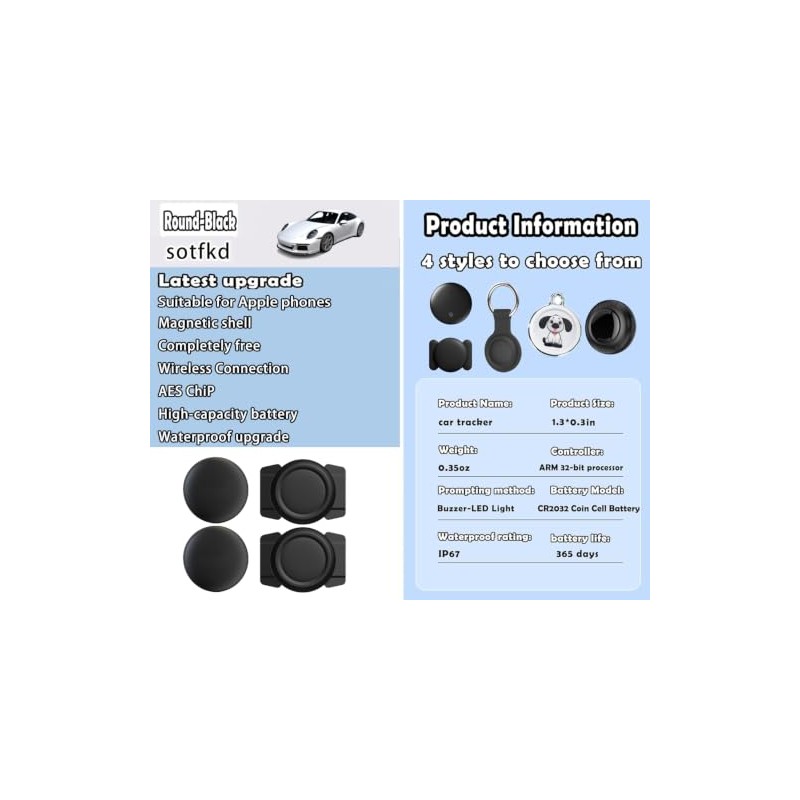 2 Pack Vehicle GPS Trackers with Magnetic Shell for iOS