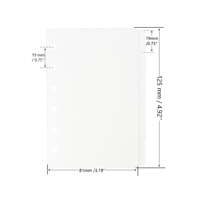 2 Pack A7 Binder Dividers 6 Tabs Clear Plastic Binder