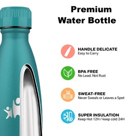 Grsta Stainless Steel Water Bottle, 750 ml, Thermos Flask, Leak-Proof, 24 Hours Cold & 12 Hours Warm, Drinking Bottle BPA-Free, Double-Walled Vacuum Insulated, for Camping, Gym, Hiking, Office