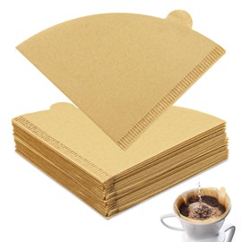 2 coffee filters Cone 50PCS #2 Coffee Filters Unbleached Natural Paper Filters 2-4 Cup 02 Cone For Pour Over and Drip Coffee Maker Disposable