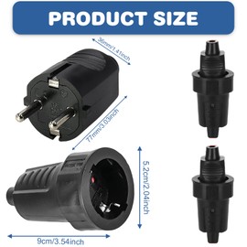 5 Pairs Schuko Plug Coupling, 250 V 16 A IP54 Rubber Schuko Coupling Set Protective Contact Plug 2-Pin Outdoor Waterproof Black Schuko Plug and Rubber Coupling without Cable
