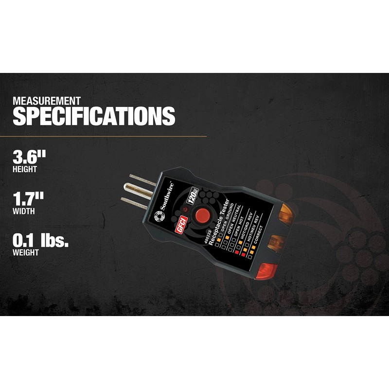 Southwire GFCI Receptacle Tester - Push-Button Outlet Tester for Fast