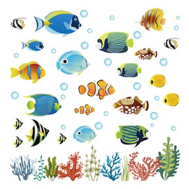 decalmile Tropical Fish Wall Decals Under The Sea Wall Stickers Baby Nursery Kids Bedroom Bathroom Wall Decor