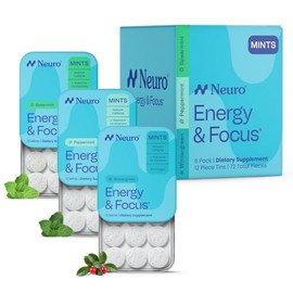 Neuro Variety Pack Mints - Energy & Focus Mints (Peppermint, Spearmint, Wintergreen) - Nootropic Supplement with 40mg Natural Caffeine & L-Theanine for Brain Health - Sugar Free, Vegan - 72 ct, 6 pack